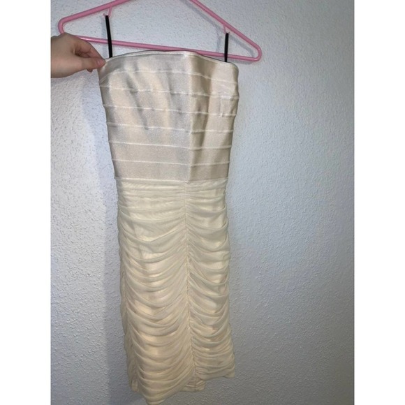 NWOT Bebe Cream Strapless Bandeau Mini Dress - Picture 8 of 8